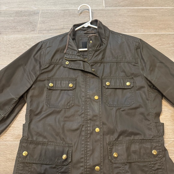 J. Crew Coated Cotton Women's Olive Utility Cargo Style Jacket EUC - Picture 2 of 5